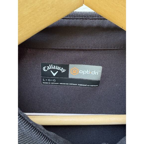 Callaway Golf Opti-Dri Polo Shirt Mens Large Black Stripe Athletic Performance - Picture 5 of 5